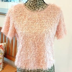 She + Sky Junior's Eyelash Knit Top Size:Medium Color:Pink Blush NWOT Barbiecore